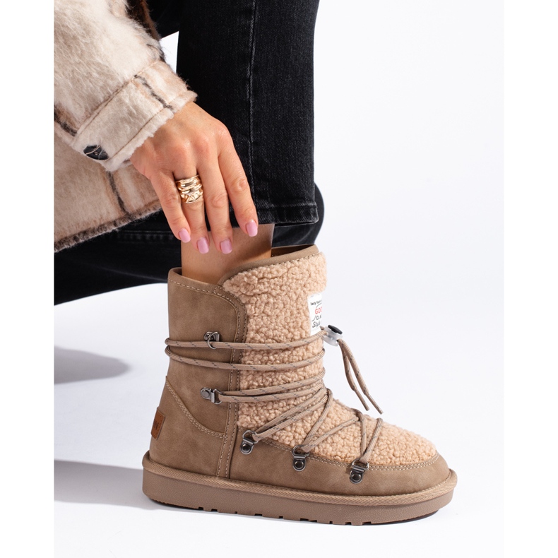 Caldi scarponi da neve da donna shelovet beige 1