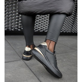 Sneakers con zeppa in pelle nera di Federico nero 1