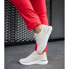Sneakers con zeppa in pelle beige di Federico 1