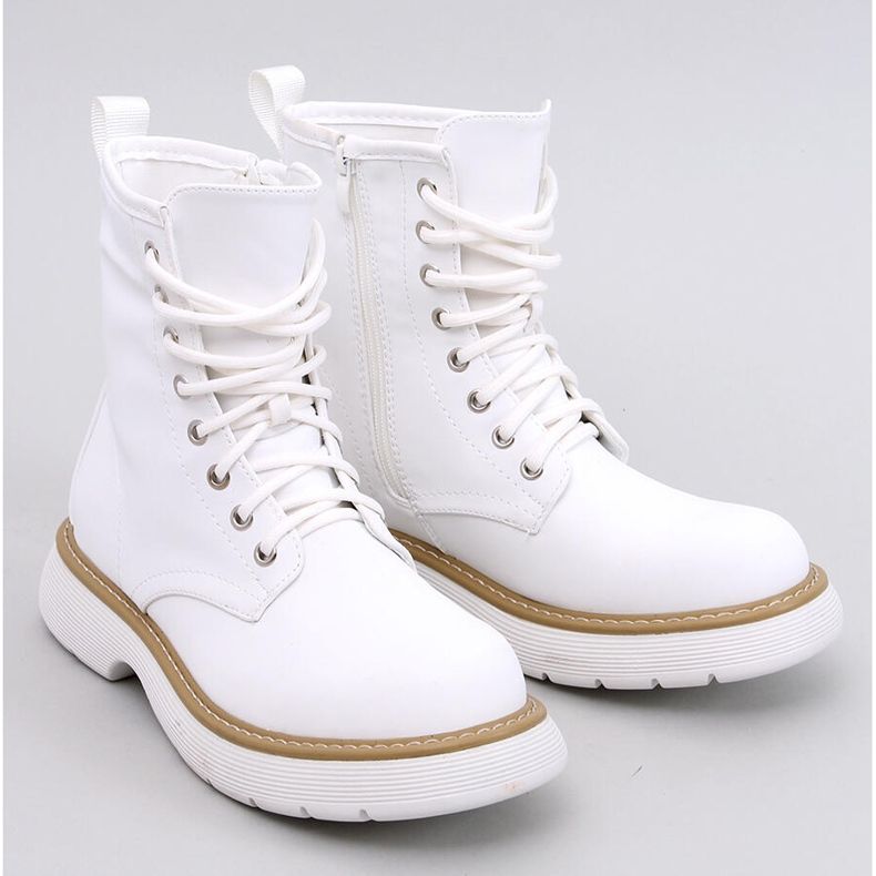 Stivaletti stringati Peddy White bianca 1