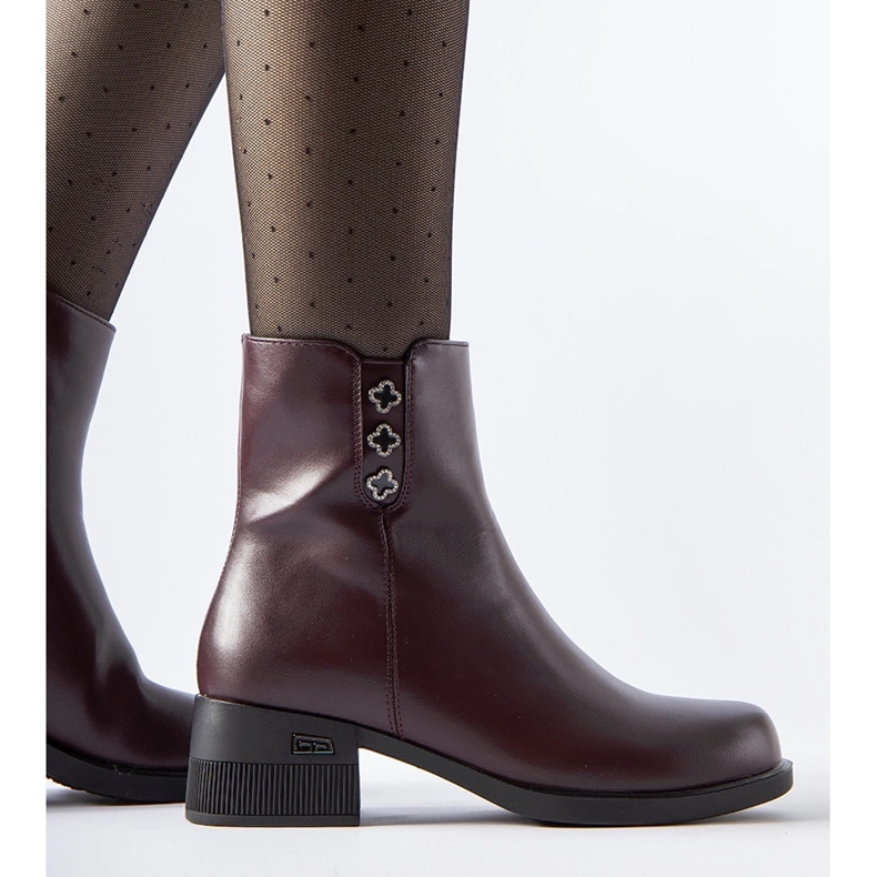 Stivaletti isolanti bordeaux con zirconi Insignia rosso 1
