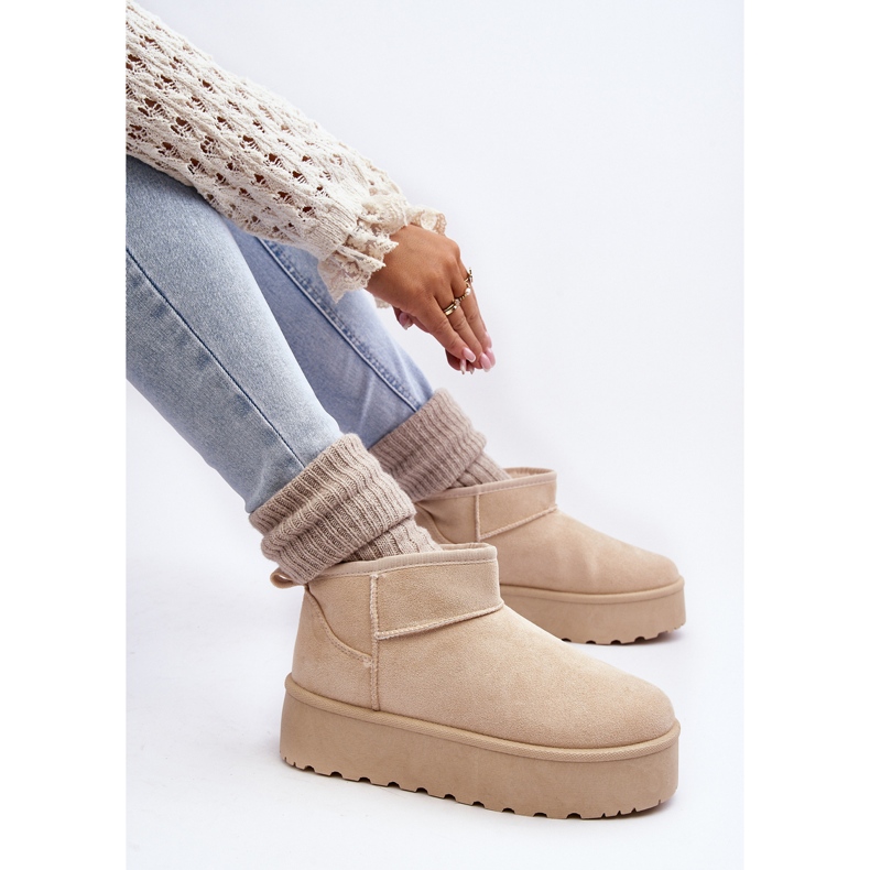Stivali da neve con plateau in pelle scamosciata Corcoran beige chiaro 1