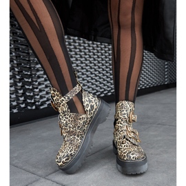 Stivaletti leopardati beige su plateau Lograto 1