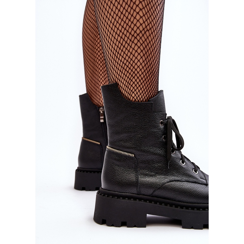 Stivali Trapper in pelle da donna con cerniera Zazoo 949P Neri nero 1
