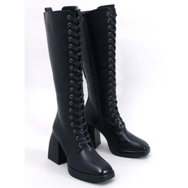 Wednesday Stivali stringati neri con tacco largo nero 1
