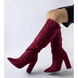Stivali bordeaux con tacco alto di Cinq-Mars rosso 1