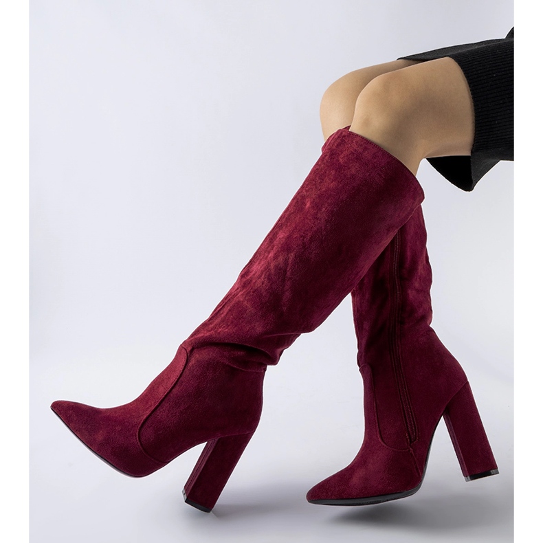 Stivali bordeaux con tacco alto di Cinq-Mars rosso 1