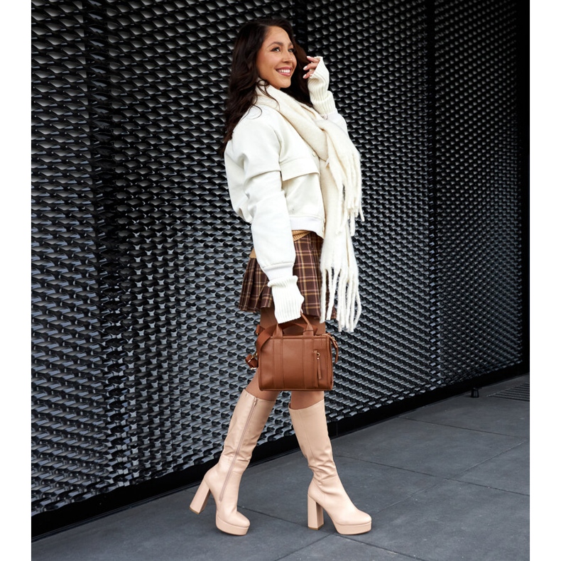 Stivali beige con plateau e tacco di Zoccorino 1