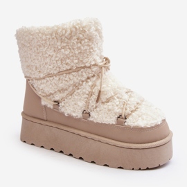 Stivali da neve stringati da donna con suola spessa, Loso beige 1