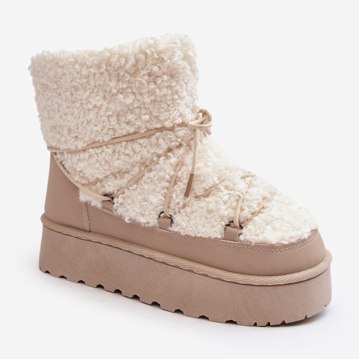 Stivali da neve stringati da donna con suola spessa, Loso beige 1