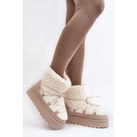 Stivali da neve stringati da donna con suola spessa, Loso beige 2