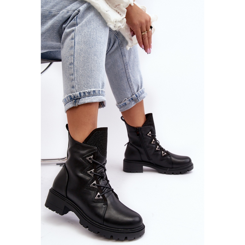 Stivali isolati in pelle con strass neri Gwen S.Barski HY93-52A nero 2