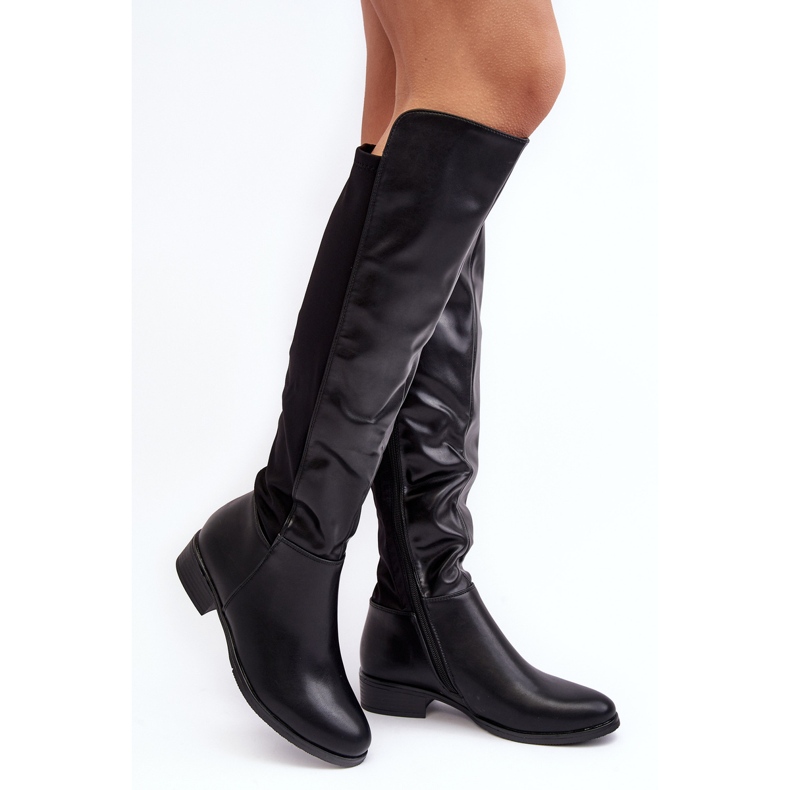 Stivali sopra il ginocchio in pelle da donna S.Barski HY27098A Neri nero 1