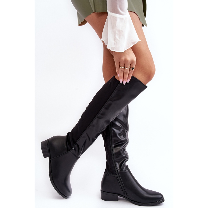 Stivali sopra il ginocchio in pelle da donna S.Barski HY27098A Neri nero 2