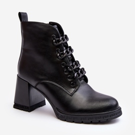 S.Barski Stivali Stringati con Tacco Alto da Donna D&amp;A CR8120 Nero 1