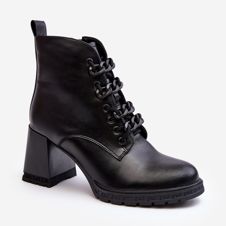 S.Barski Stivali Stringati con Tacco Alto da Donna D&amp;A CR8120 Nero 1