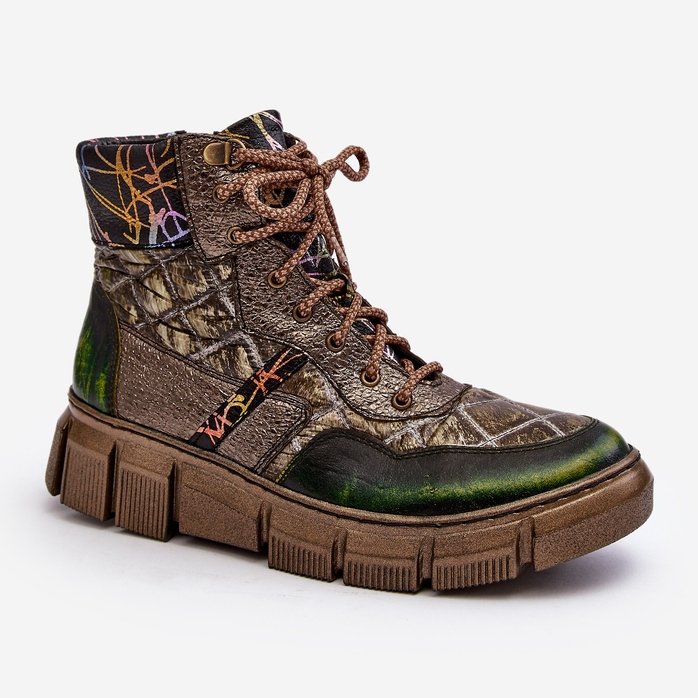 Stivali in pelle da donna fantasia Maciejka 06145-24 Oliva verde 1