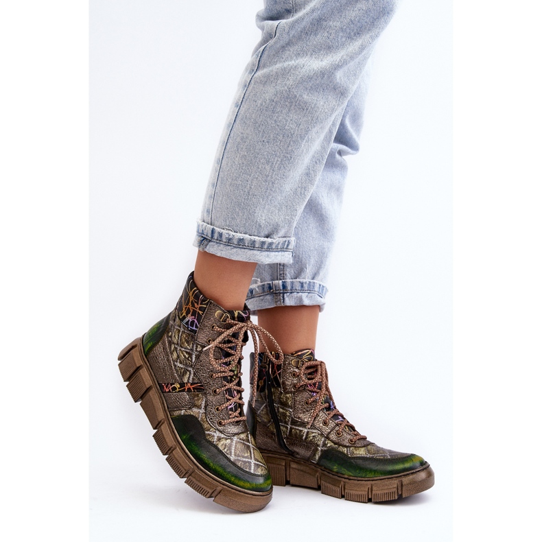 Stivali in pelle da donna fantasia Maciejka 06145-24 Oliva verde 2