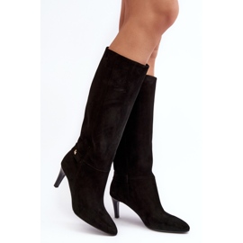 Stivali con tacco alto in pelle scamosciata da donna Laura Messi 2694 Neri nero 1