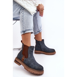 Stivaletti Chelsea isolanti da donna con tacco piatto, Blu Myrine 1