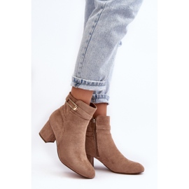 Stivaletti Tacco Basso da Donna Beige Verice 2
