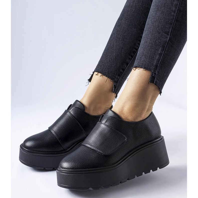 Scarpe nere con sottopiede in pelle Cajon nero 1