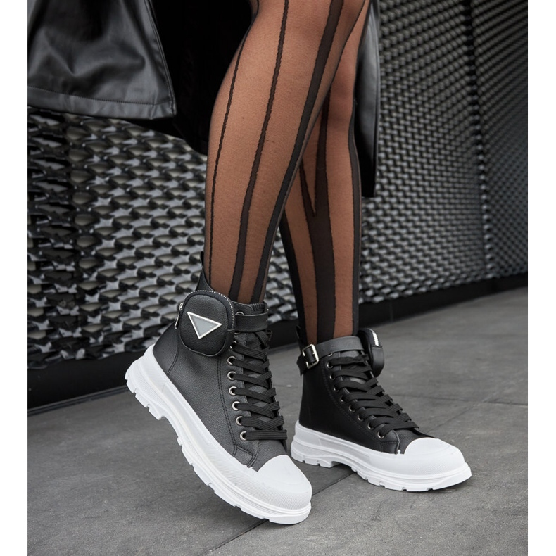Sneakers nere Bolman con plateau alto nero 2
