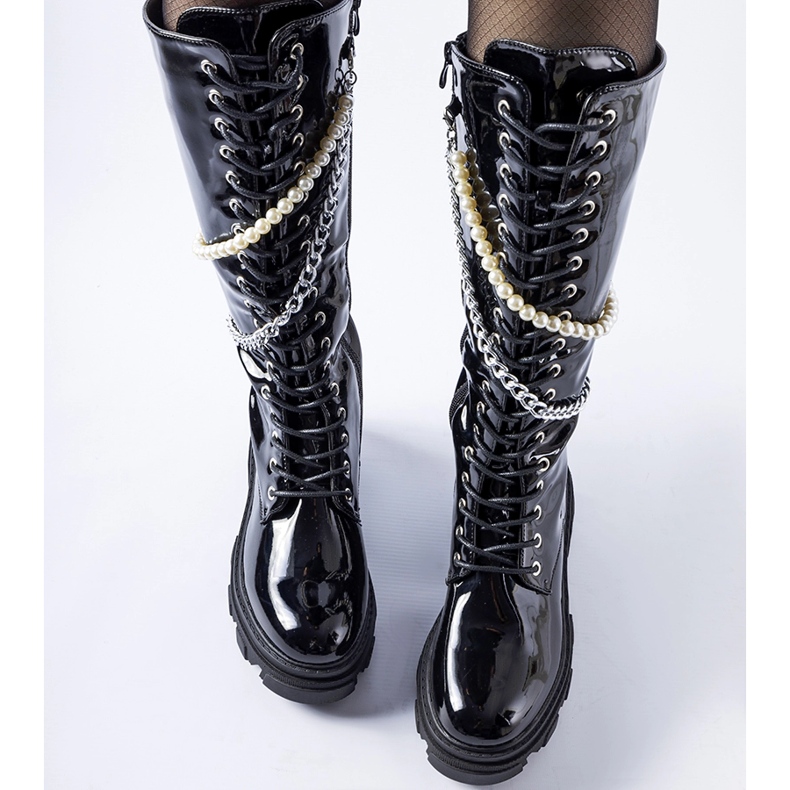 Stivali in vernice nera con perle Clarksburg nero 1
