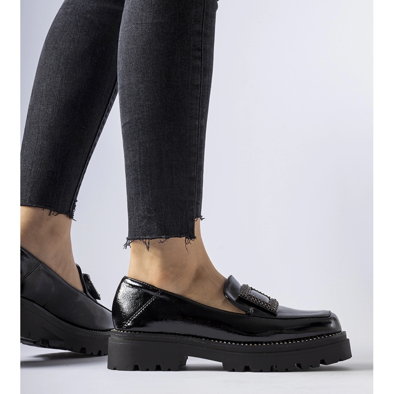 Mocassini in vernice nera con strass di Clarks nero 1