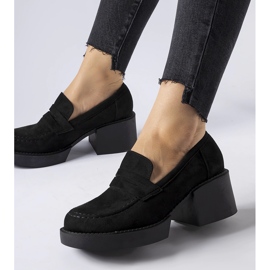 Mocassini neri su blocco di eco-suede di Gaspare nero 1