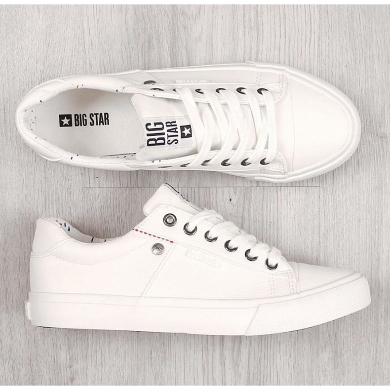 Sneakers basse da uomo in eco pelle Big Star GG174028 bianche bianco 2