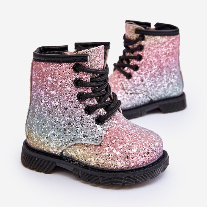 Stivali isolanti glitterati per bambini con cerniera Saussa multicolore 2