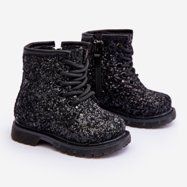 Stivaletti isolanti glitter per bambini con cerniera, Saussa nera nero 1