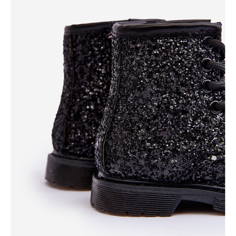Stivaletti isolanti glitter per bambini con cerniera, Saussa nera nero 2