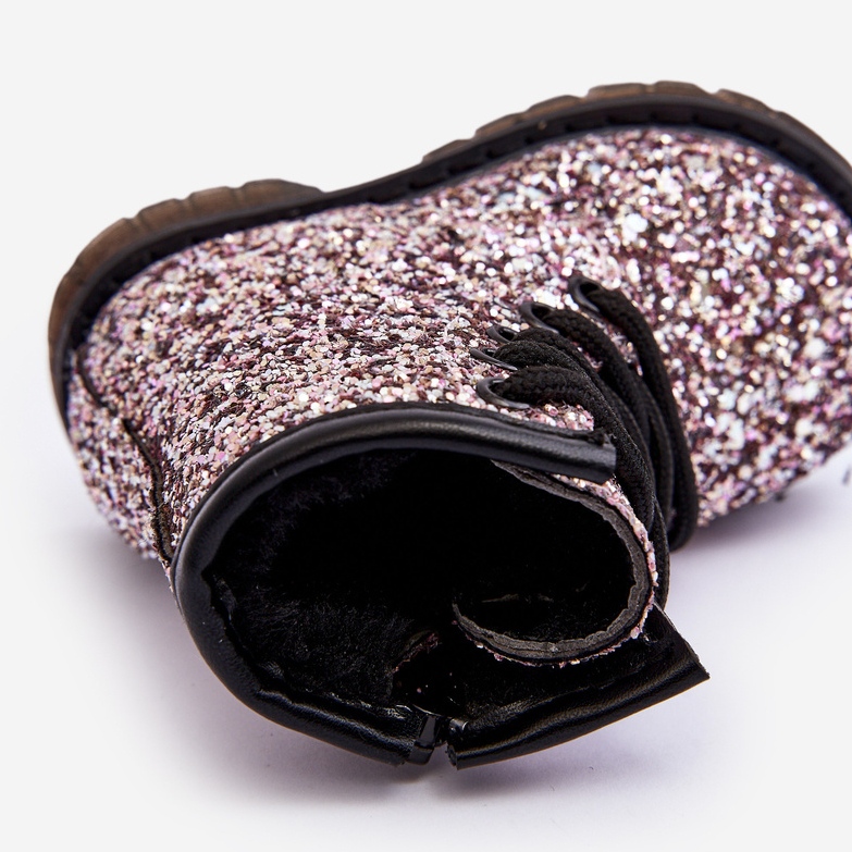 Stivali isolanti glitterati per bambini con cerniera, rosa Saussa 1