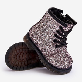 Stivali isolanti glitterati per bambini con cerniera, rosa Saussa 2