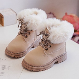 Stivali Trapper per bambini con cerniera e pelliccia, Gerande beige 1