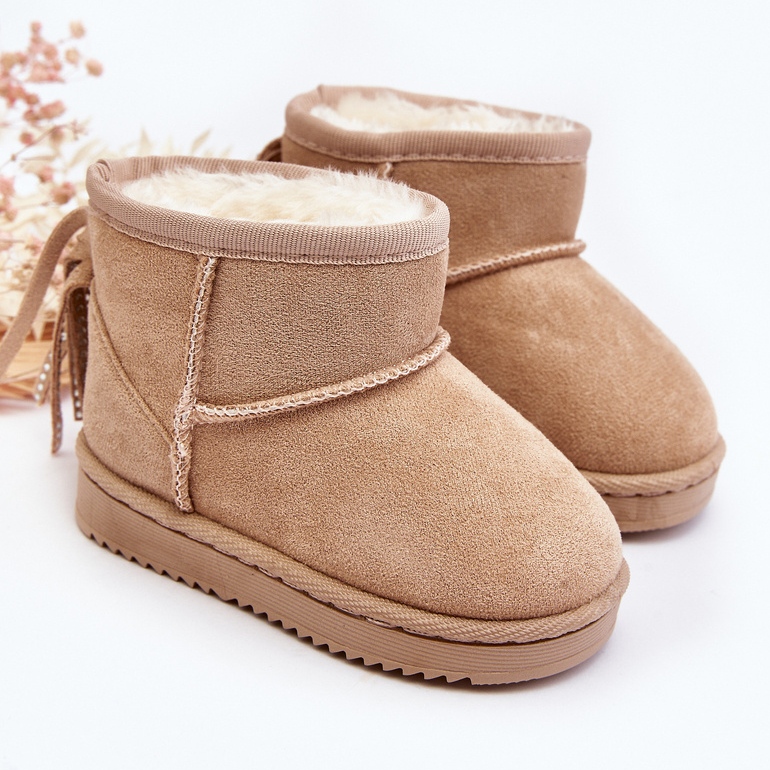 Stivali da neve isolati per bambini con frange, Mikyla beige 1