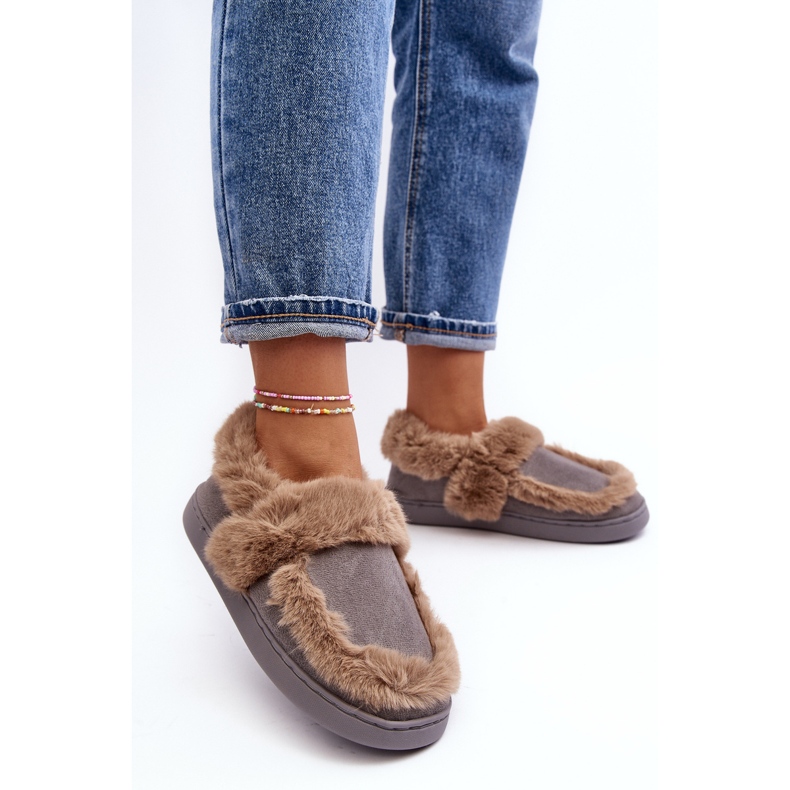 Ciabatte Da Donna Con Pelliccia Grigia Sailey grigio 2