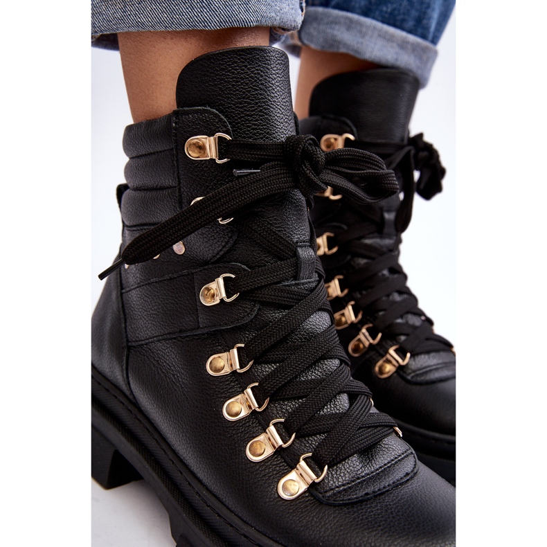 Stivaletti stringati in pelle da donna Trappers Zazoo K01 Nero 1