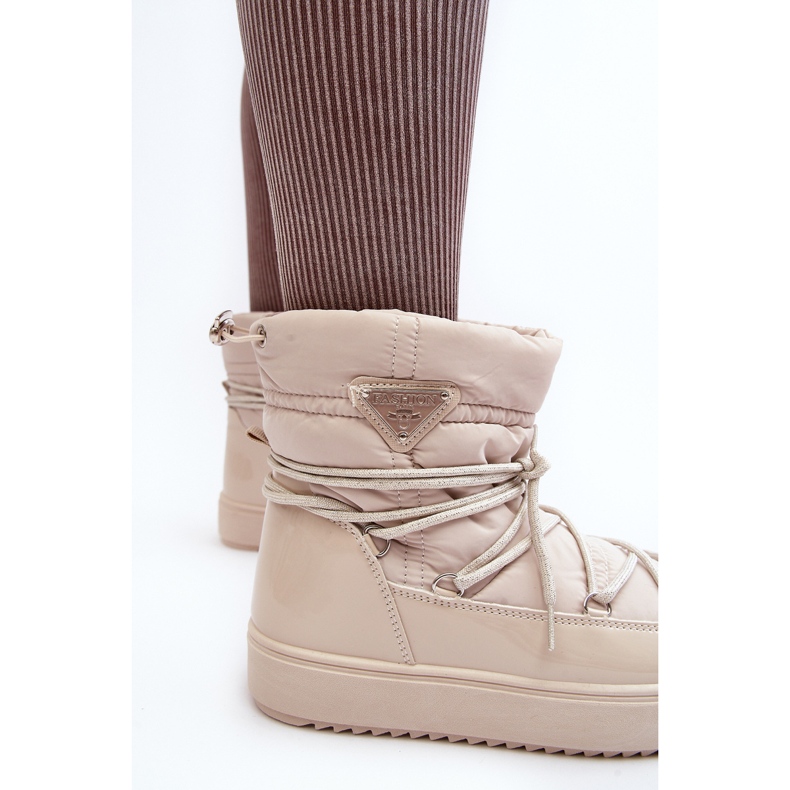 Stivali da neve con plateau da donna con allacciatura Fleure beige 2