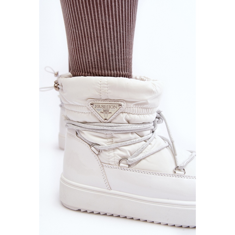 Stivali da neve con plateau da donna con allacciatura, colore bianco Fleure bianca 1