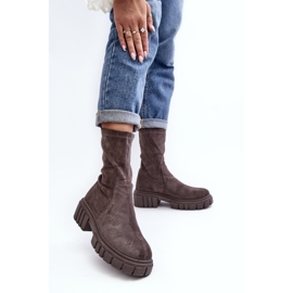 Stivali Slip-On Da Lavoro Con Tacco Piatto Grigio Divella 2