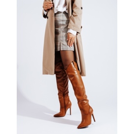 Stivali con tacco color cammello da donna di Shelovet marrone 1
