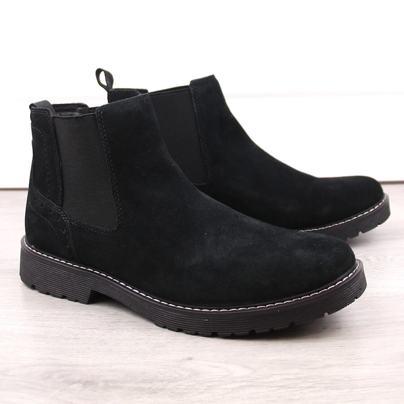 Stivaletti Chelsea da uomo in pelle scamosciata, slip-on neri Filippo MBT5003 nero 1