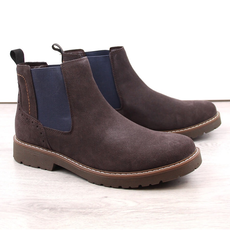 Stivaletti Chelsea da uomo in pelle scamosciata, slip-on marrone Filippo MBT5003 1