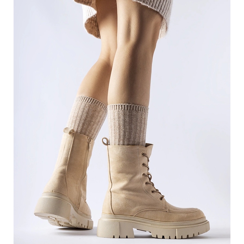Sneaker beige con massiccia suola Riel 1