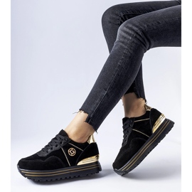 Sneaker nere e dorate sulla piattaforma Elliott nero 1