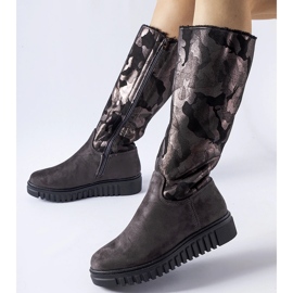 Stivali camo isolanti grigi con Piazzolla in eco-camoscio grigio 1