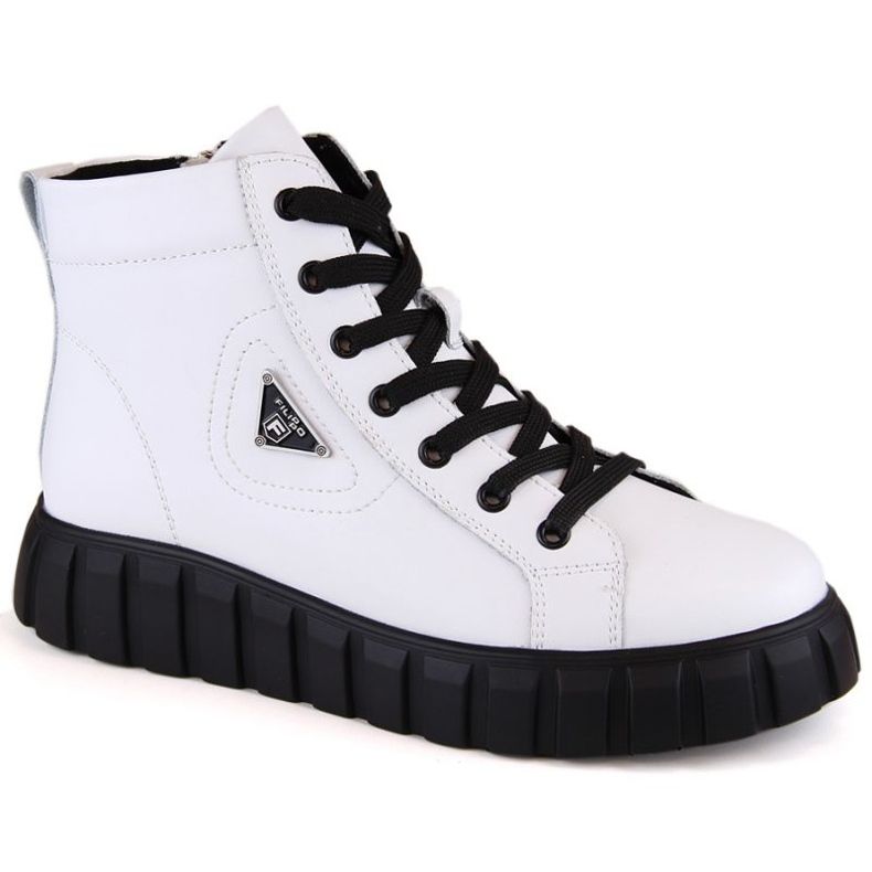 Stivaletti in pelle sulla piattaforma Filippo W PAW382B, bianco 1